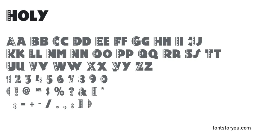 Czcionka Holy – alfabet, cyfry, specjalne znaki