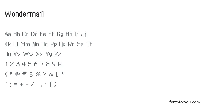 Czcionka Wondermail – alfabet, cyfry, specjalne znaki