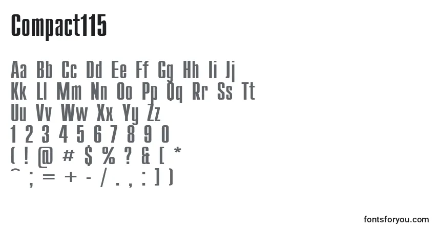 Шрифт Compact115 – алфавит, цифры, специальные символы