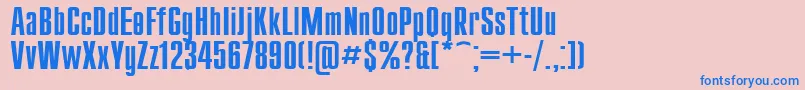 Compact115-Schriftart – Blaue Schriften auf rosa Hintergrund