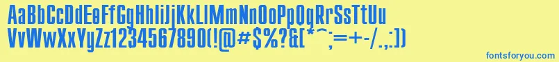 Compact115 Font – Blue Fonts on Yellow Background