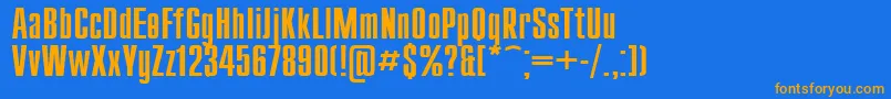 Compact115 Font – Orange Fonts on Blue Background