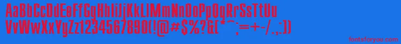 Compact115 Font – Red Fonts on Blue Background