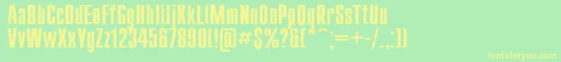 Compact115-Schriftart – Gelbe Schriften auf grünem Hintergrund