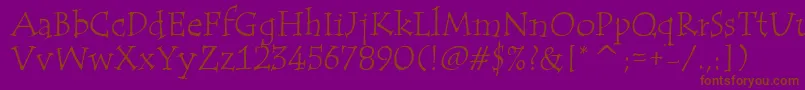 フォントTempusItcTt – 紫色の背景に茶色のフォント