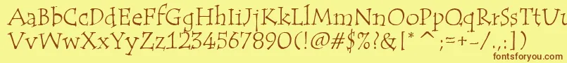 フォントTempusItcTt – 茶色の文字が黄色の背景にあります。