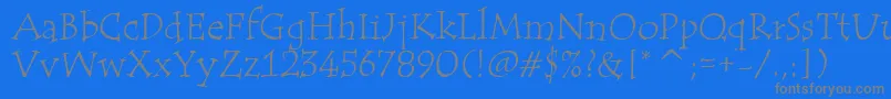 TempusItcTt-fontti – harmaat kirjasimet sinisellä taustalla