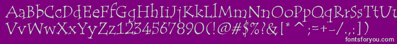 TempusItcTt-fontti – vihreät fontit violetilla taustalla
