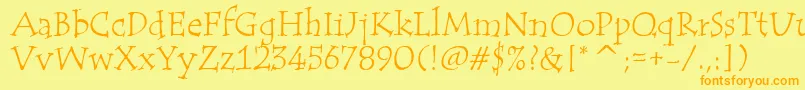 TempusItcTt-Schriftart – Orangefarbene Schriften auf gelbem Hintergrund