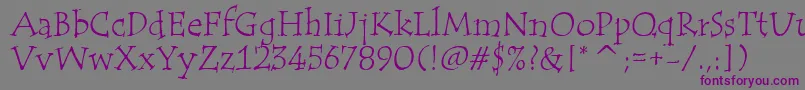 TempusItcTt-fontti – violetit fontit harmaalla taustalla