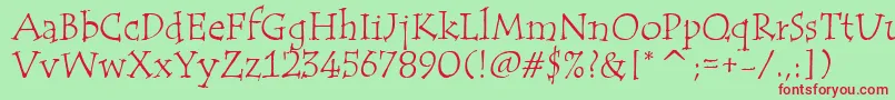 TempusItcTt-Schriftart – Rote Schriften auf grünem Hintergrund