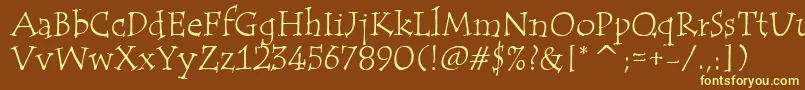 TempusItcTt-fontti – keltaiset fontit ruskealla taustalla