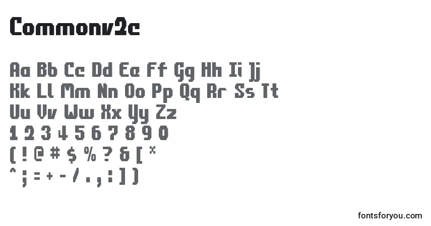 Schriftart Commonv2c – Alphabet, Zahlen, spezielle Symbole