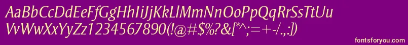 StrayhornmtstdLightitalic Font – Yellow Fonts on Purple Background