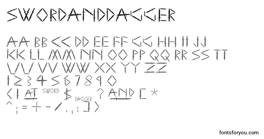 A fonte SwordAndDagger – alfabeto, números, caracteres especiais