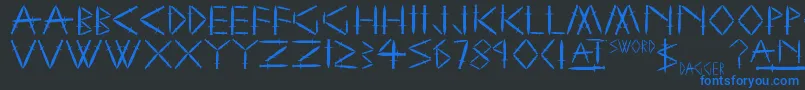 SwordAndDagger Font – Blue Fonts on Black Background