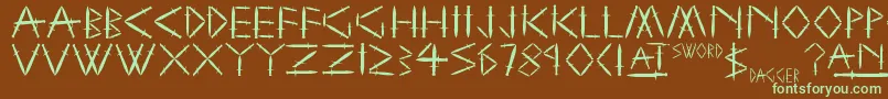 SwordAndDagger-fontti – vihreät fontit ruskealla taustalla