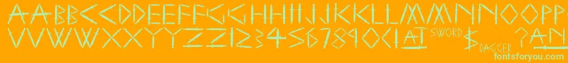 SwordAndDagger Font – Green Fonts on Orange Background