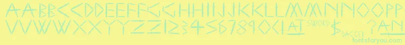 SwordAndDagger-Schriftart – Grüne Schriften auf gelbem Hintergrund