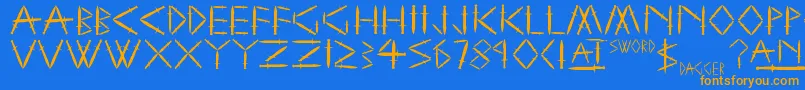 SwordAndDagger Font – Orange Fonts on Blue Background
