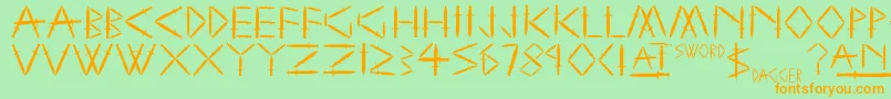 Czcionka SwordAndDagger – pomarańczowe czcionki na zielonym tle