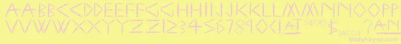 SwordAndDagger-fontti – vaaleanpunaiset fontit keltaisella taustalla