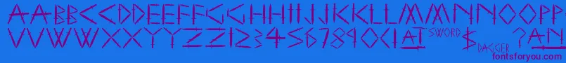 SwordAndDagger Font – Purple Fonts on Blue Background