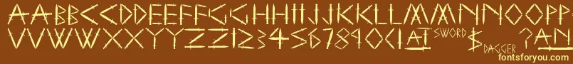SwordAndDagger-fontti – keltaiset fontit ruskealla taustalla