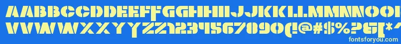 ZaiusStencil Font – Yellow Fonts on Blue Background