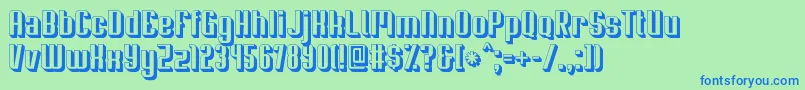 フォントSoupertrouper3D – 青い文字は緑の背景です。
