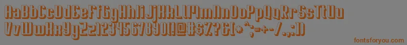 フォントSoupertrouper3D – 茶色の文字が灰色の背景にあります。