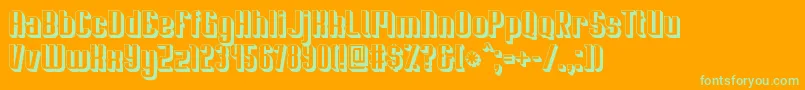 Soupertrouper3D-Schriftart – Grüne Schriften auf orangefarbenem Hintergrund