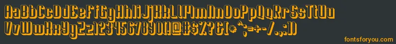 Soupertrouper3D-Schriftart – Orangefarbene Schriften auf schwarzem Hintergrund