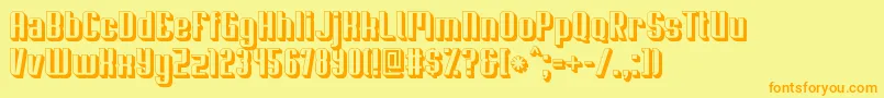 Soupertrouper3D-Schriftart – Orangefarbene Schriften auf gelbem Hintergrund