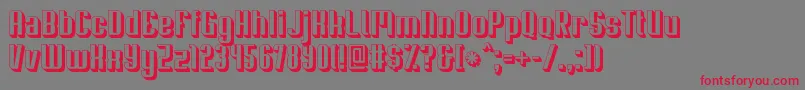 フォントSoupertrouper3D – 赤い文字の灰色の背景