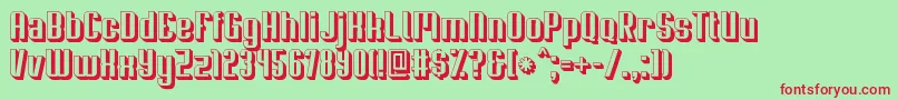 Soupertrouper3D-Schriftart – Rote Schriften auf grünem Hintergrund