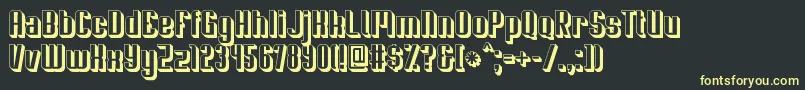 Soupertrouper3D-fontti – keltaiset fontit mustalla taustalla