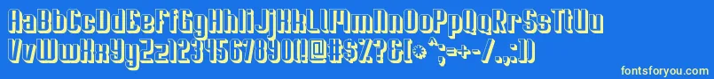 Soupertrouper3D-fontti – keltaiset fontit sinisellä taustalla