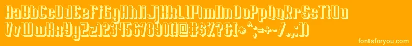 Soupertrouper3D-fontti – keltaiset fontit oranssilla taustalla