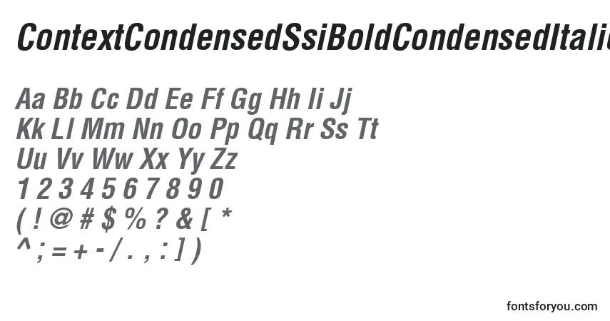 Czcionka ContextCondensedSsiBoldCondensedItalic – alfabet, cyfry, specjalne znaki