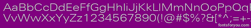 フォントUniversNextProLightExtended – 紫の背景に緑のフォント