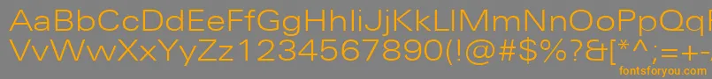 フォントUniversNextProLightExtended – オレンジの文字は灰色の背景にあります。