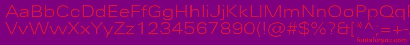 フォントUniversNextProLightExtended – 紫の背景に赤い文字