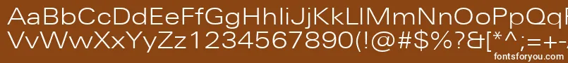 Fonte UniversNextProLightExtended – fontes brancas em um fundo marrom