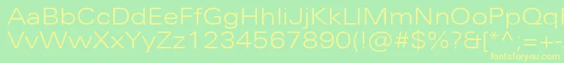 UniversNextProLightExtended Font – Yellow Fonts on Green Background