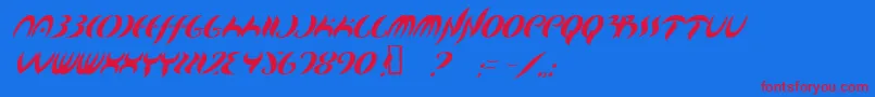 Map ffy Font – Red Fonts on Blue Background