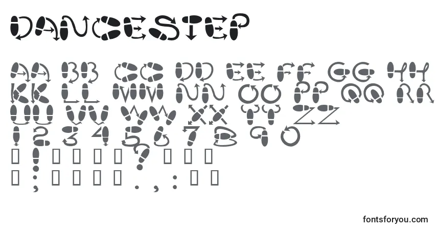 Schriftart Dancestep – Alphabet, Zahlen, spezielle Symbole