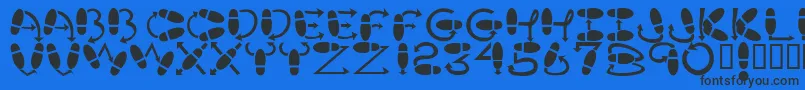 フォントDancestep – 黒い文字の青い背景