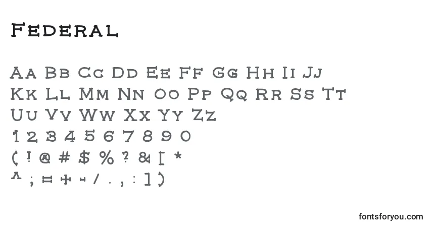 A fonte Federal – alfabeto, números, caracteres especiais