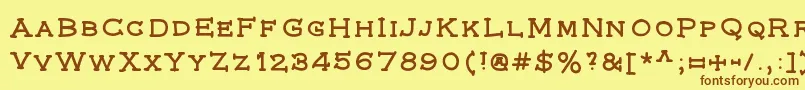 フォントFederal – 茶色の文字が黄色の背景にあります。